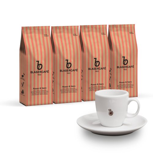 BLASERCAFÉ ROSSO&NERO zrnková káva 4x250g+ šálek Verona ZDARMA