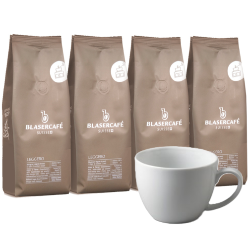 Leggero mletá káva 4x250g+velký šálek na kávu jako DÁREK
