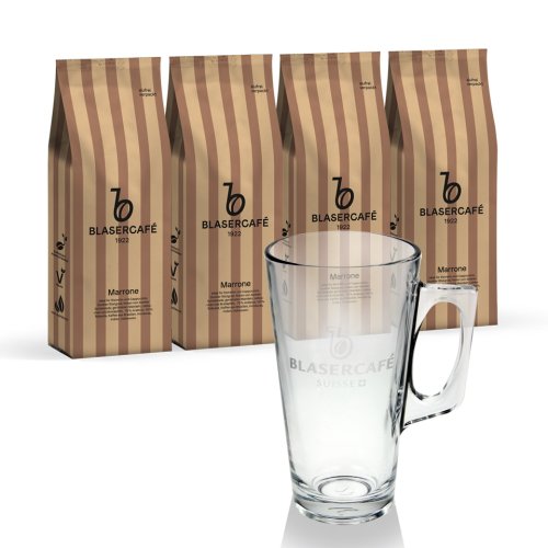 BLASERCAFÉ MARRONE zrnková káva 4x250g + sklenice na kávu ZDARMA