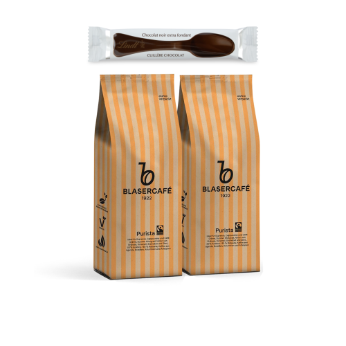 BLASERCAFÉ PURISTA Fairtrade zrnková káva 2x250g + sladký dárek